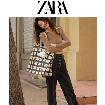 促銷打折 ZARA女包帆布托特包2022款款潮時尚大容量A4課本帆布單肩包