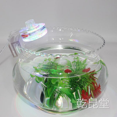 魚缸燈LED防水迷你小圓燈魚缸照明裝飾彩色燈水草造景燈圓形缸專用夾燈