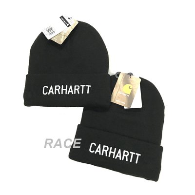 【RACE】CARHARTT KNIT FLEECE LINED 毛帽 短毛帽 反摺 卡哈 素面 工裝 LOGO 黑