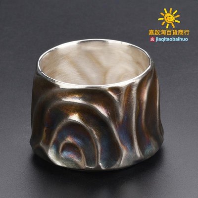七彩玄紋純手工鎏銀杯999純銀個人杯主人杯 茶杯陶瓷復古品茗杯茶