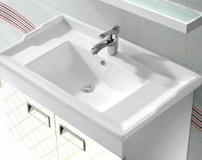 FUO衛浴:60公分合金材質櫃體陶瓷盆浴櫃組(含鏡子,龍頭) T9703-60