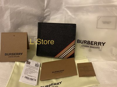 L-store 全新真品 特價 經典 BURBERRY 黑色防刮牛皮 logo 8卡 短夾 錢包 皮夾 LV