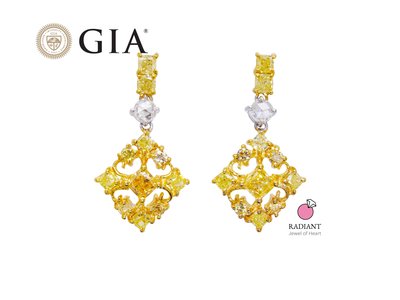 GIA證書 氣質款橘鑽耳環 0.31克拉+0.30克拉 18K金真鑽耳環 閃亮珠寶 客製珠寶
