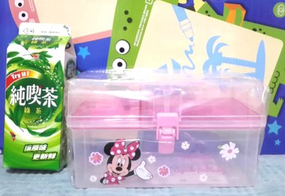 (快速出貨)娃娃機商品 正版 米妮 大號 手提盒 收納盒 透明 收納盒 塑膠盒 口罩盒 文具盒 工具盒 化妝盒 飾品盒