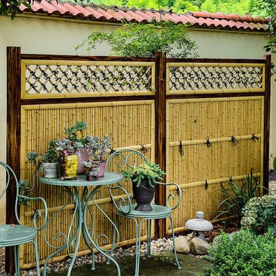 日式竹籬笆竹院墻竹屏風竹子花園戶外別墅圍欄竹庭院隔斷裝飾柵欄-特價