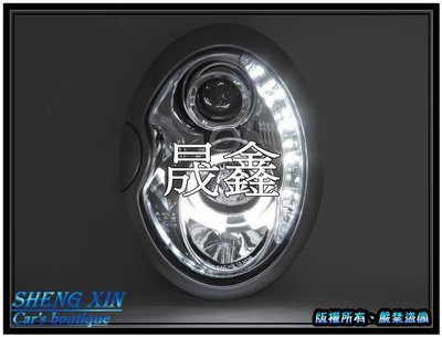 《晟鑫》全新 迷你 寶馬 MINI R53 R8 LED燈眉 銀底 黑底 魚眼 光圈 大燈 也有鍍彩鈦螺絲