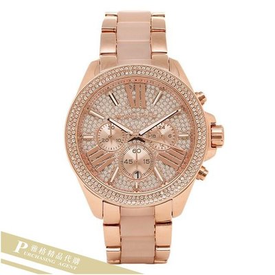 雅格時尚精品代購 Michael Kors腕錶  MK6096大錶盤 滿鑽 三眼 玫瑰金石英女錶 手錶 美國代購