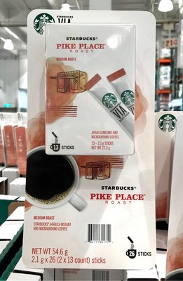 Starbucks 星巴克 派克市場即溶研磨咖啡 2.1公克 X26入  pike place