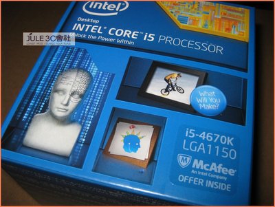 JULE 3C會社-Intel Core i5 4670K 四核/HD4600/第四代/全新盒裝/1150 CPU