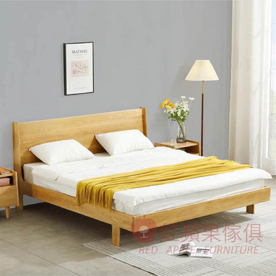 [紅蘋果傢俱] 橡木系列 POKQ 擇木床 實木床 床架 軟包床 實木床架 雙人床 雙人加大床 北歐風 實木