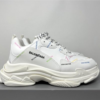 巴黎世家 Balenciaga Triple S Allover Logo 白色 彩色 滿版 老爹鞋 536737