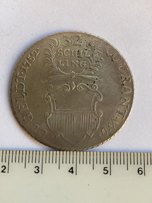 德國呂貝克1752年32先令銀幣 珍稀品種 幣面干凈 邊齒幾13604
