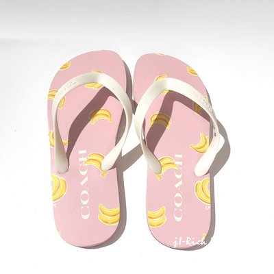 就愛精品店❤️  COACH 粉色香蕉點點橡膠材質夾腳拖鞋-7M~8M #G3437