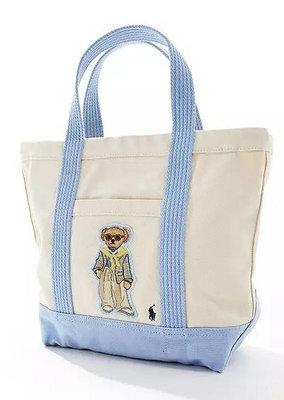 代購Polo Ralph Lauren tote bag經典小熊刺繡休閒帆布手提托特包