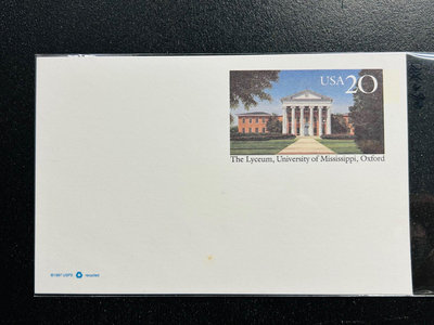 【珠璣園】C102 美國郵資片  -  1998年 牛津密西西比大學蘭心學院，20C 未使用