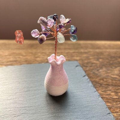 特價迷你天然水晶粉晶紫晶樹發財樹擺件辦公居家桌面裝飾可愛小禮物