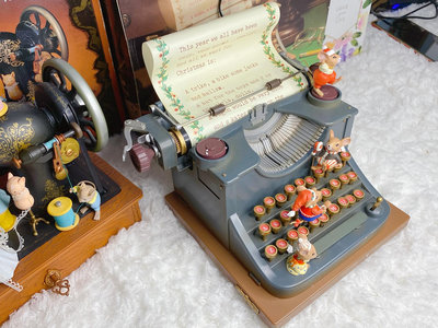 現貨Enesco老鼠打字機音樂盒古董打字機新年禮物中古收藏1406