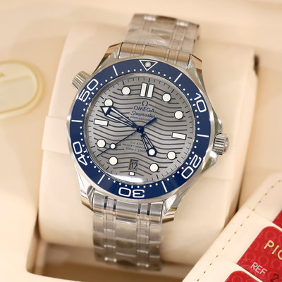 OMEGA 歐米茄 手錶 機械錶 42mm 海馬 藍圈灰面 鋼錶帶 210.30.42.20.06.001