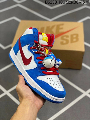 耐克/Nike SB Dunk High“Doraemon” 白藍紅 哆啦A夢機器貓主題配色 叮當貓 高幫男女休閑滑板鞋 CI2692 400
