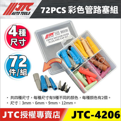 【YOYO汽車工具】 JTC-4206 72PCS 彩色管路塞組 / 燃油管路