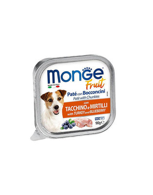 【福爾摩沙寵物精品】Monge 瑪恩吉 倍愛滿滿蔬果 火雞+藍莓 主食犬餐盒 狗餐盒 狗餐包 狗罐頭
