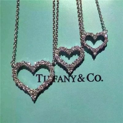 蒂芙尼Tiffany項鏈 女士愛心鑲鉆鉑金玫瑰金鎖骨鏈 迷你小號