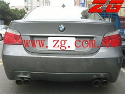 新竹ZG排氣管!!!實車安裝*BMW530 E60 前中後牛角雙邊型4出89mm*低沉聲浪523.535...