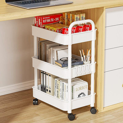 桌下書架辦公室桌面置物架帶輪可移動落地宿舍簡易收納櫃子小推車--思晴