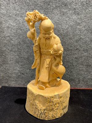 黃楊木雕南極仙翁神像中式家居裝飾送禮雕刻工藝品擺件老壽星壽桃