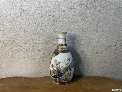 新 日本 老九谷燒 滿功手繪 老德利瓶花瓶