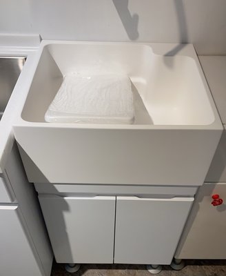 50X45霧白色人造石洗衣槽+白木紋防水櫃(德浦家具)