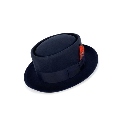 ☆Yango Wu☆ 紳士帽 小帽沿-深藍色 平沿圓頂款  羽毛 Gentleman hat 編號:004330
