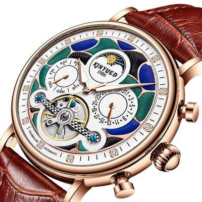 【潮裡潮氣】KINYUED金悅達新款高檔多功能機械手錶男士夜光時尚商務機械錶J079