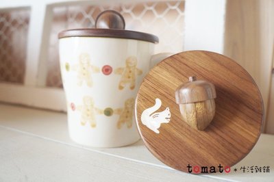 ˙ＴＯＭＡＴＯ生活雜鋪˙日本進口雜貨日本製立體胡桃 松鼠圖樣天然木杯蓋(現貨+預購)