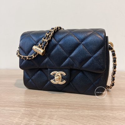 Chanel 21K 調節釦 mini coco 19cm 全新 荔枝皮 金鍊 方胖子 AS2855 北市可面交