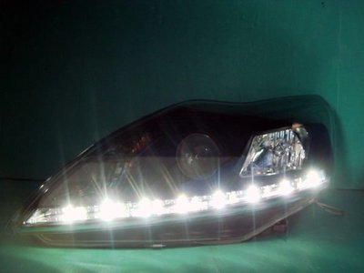 ☆小傑車燈家族☆全新外銷版ford new focus-09年st仿R8日行燈DRL魚眼大燈(優惠給您可議價)