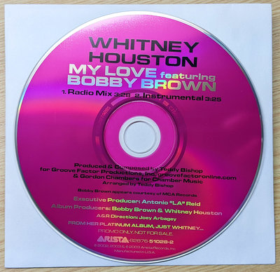 美國宣傳CD！珍貴曲目 WHITNEY HOUSTON 惠妮休斯頓 My Love Bobby Brown