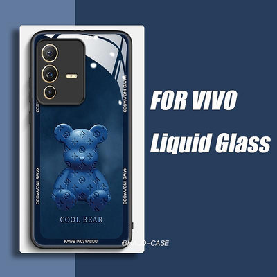 外殼 Vivo V23 5G / V23e V15 V20 Pro 手機殼液態玻璃背板全方位保護 3D 熊圖案