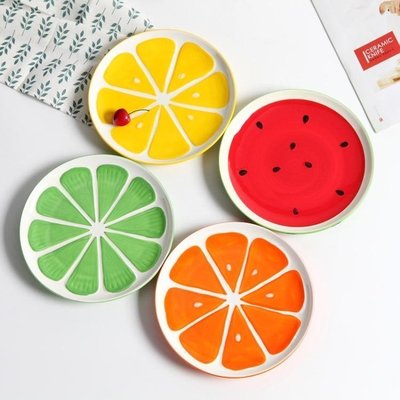 下殺 日式可愛水果盤西瓜盤陶瓷盤子兒童家用早餐盤創意餐具點心甜品盤