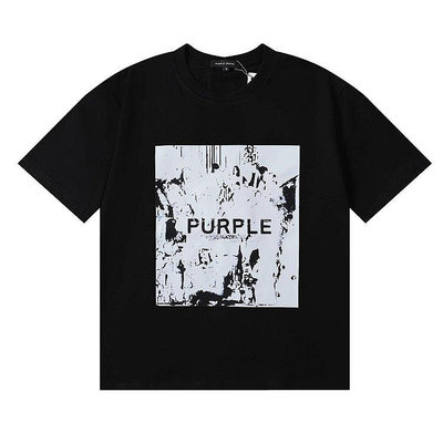 Purple Brand抽象風格人物印花高克重雙紗純棉短袖T恤男女