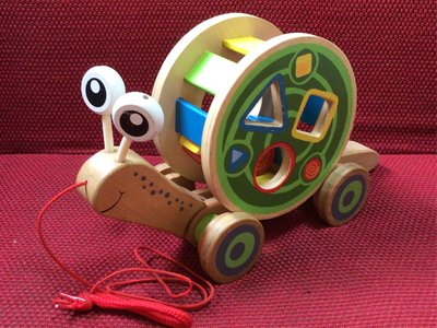 【 金王記拍寶網 】(常5) A229 早期實木老玩具 幼兒文物懷舊童玩 木製烏龜拉線車一台 罕見稀有