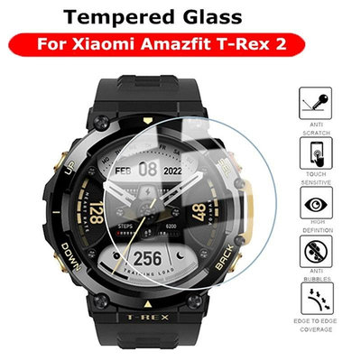 適用華米Amazfit T-Rex 2強化玻璃手錶膜T-Rex2弧邊手錶鋼化保護膜