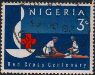 [亞瑟小舖]奈及利紅十字會實寄票1枚,佳品!!!(1963年)