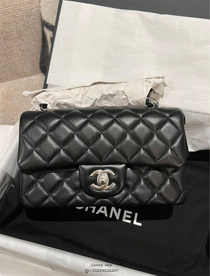 LUX精品Chanel 全新 mini coco 20cm 黑色 銀釦 銀鏈 牛皮 荔枝皮 A69900 真品99新