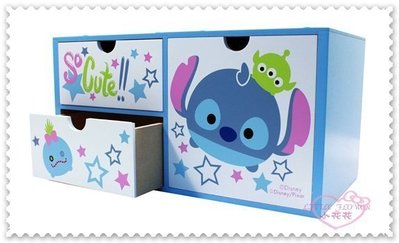 ♥小公主日本精品♥《Stitch》迪士尼 星際寶貝 史迪奇 橫式三抽收納盒 收納櫃 12036400