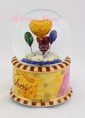 點點蘑菇屋{水晶球音樂盒} JARLL生日祝福love水球 愛心 快樂 氣球 蛋糕 情人派對