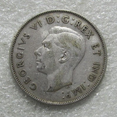 【二手】 加拿大1944年喬六50分銀幣，品相如圖，前看好問清楚，1343 外國錢幣 硬幣 錢幣【奇摩收藏】