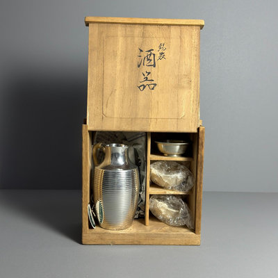 日本回流  錫半錫器酒具 一壺三杯 本錫德利 原木盒包裝 全