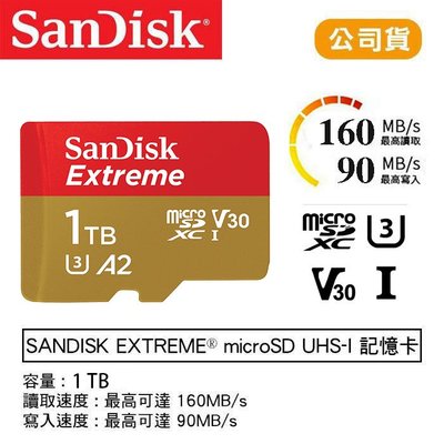 【eYe攝影】公司貨 終保 SanDisk Extreme TF microSD 1T 高速記憶卡 160MB/s