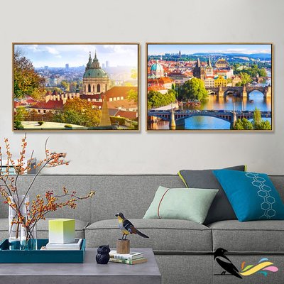 歐洲風景簡約現代客廳裝飾畫餐廳辦公室壁畫捷克奧地利風景掛畫(10款可選)